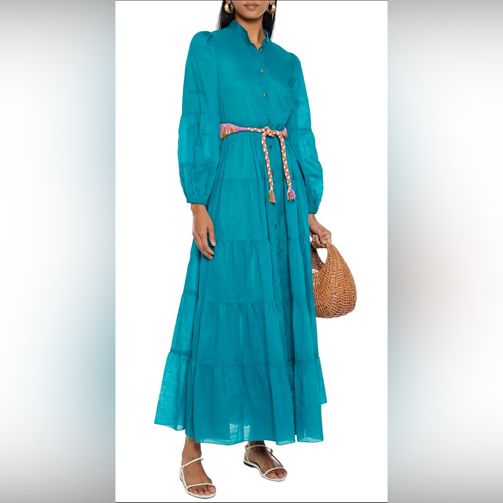 Zimmermann Fiesta Tiered Belted Cotton Maxi Dress Without Belt/ Sz 0/Retail $750